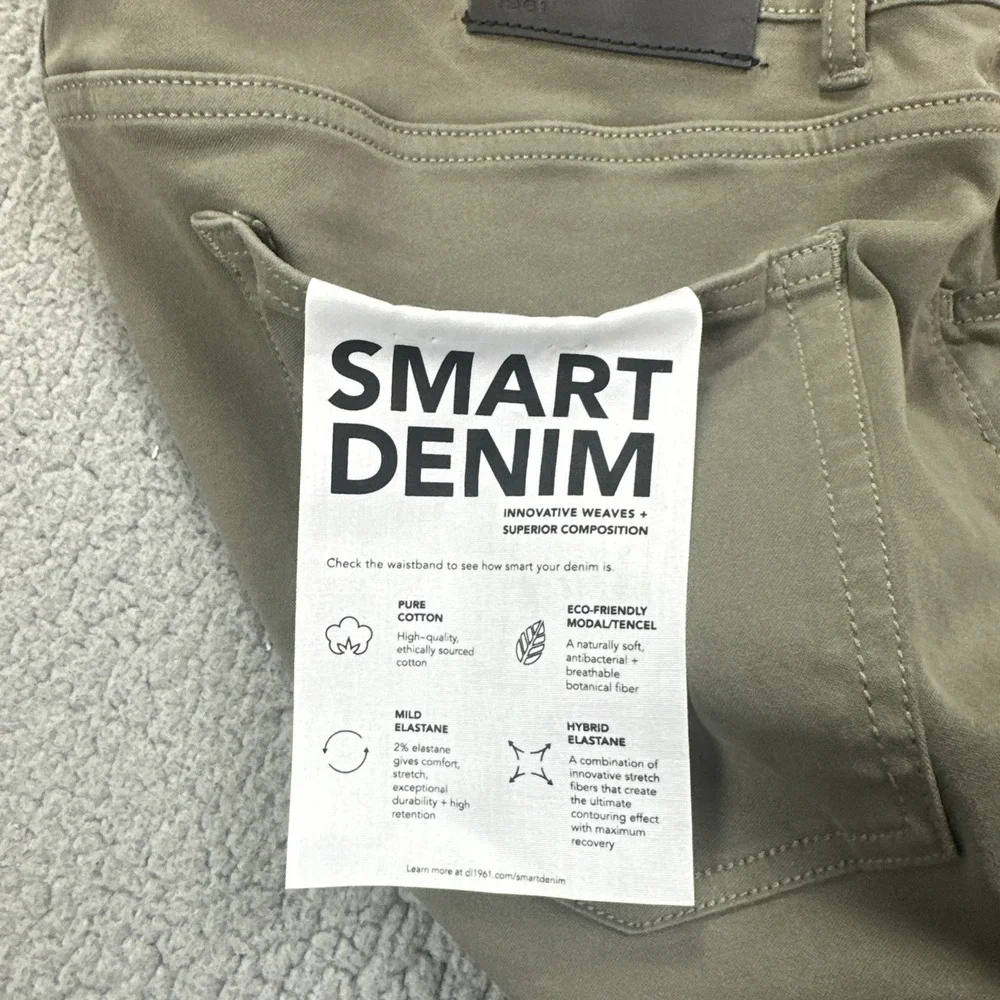 NWT DL 1961 Russell Slim Straight Pants Men 38x34 Palm Smart Denim XTwill